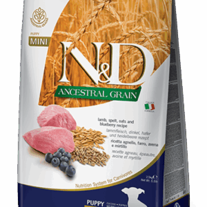 Farmina N&D Ancestral Grain Line Lamb & Blueberry Dry Food for Mini Puppies - 5.5lbs