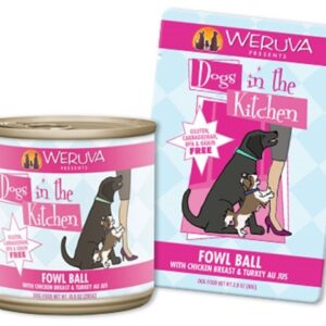 Weruva Dogs in the Kitchen Fowl Ball Cans and Pouches for Adult Dogs