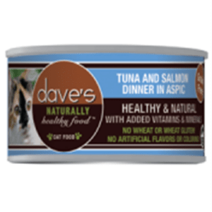 Dave's Naturally Healthy Grain Free Tuna & Salmon in Aspic Canned Food for Adult Cats