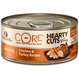 Wellness CORE Grain Free Hearty Cuts Shredded Chicken & Turkey Canned Food for Adult Cats