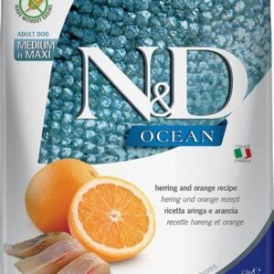Farmina N&D Ocean: Herring & Orange Dry Food for Medium/Maxi Adult Dogs - 5.5lbs