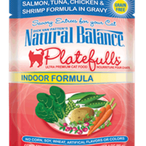 Natural Balance Platefulls Indoor Salmon, Tuna, Chicken & Shrimp Pouches for Adult Cats