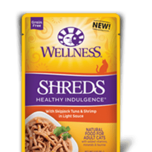 Wellness Healthy Indulgence Skipjack Tuna & Shrimp Shreds Pouches for Adult Cats