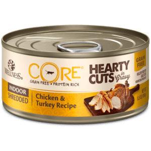 Wellness CORE Grain Free Hearty Cuts Indoor Shredded Chicken & Turkey Canned Food for Adult Cats
