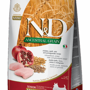Farmina N&D Ancestral Grain: Chicken & Pomegranate Kibble for Senior Mini Adult Dogs - 5.5lbs