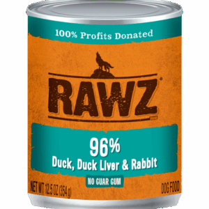RAWZ 96% Duck, Duck Liver & Rabbit Canned Food for Dogs