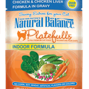 Natural Balance Platefulls Indoor Chicken & Chicken Liver Pouches for Adult Cats
