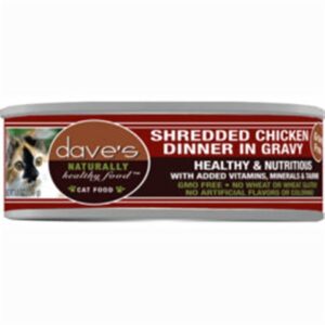Dave's Naturally Healthy Grain Free Shredded Chicken Canned Food for Adult Cats - 5.5oz