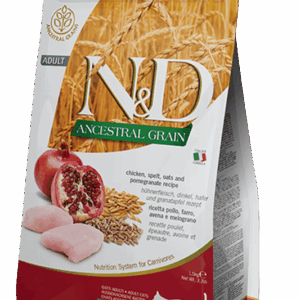 Farmina N&D Ancestral Grain: Chicken & Pomegranate Dry Food for Adult Cats - 3.3lbs
